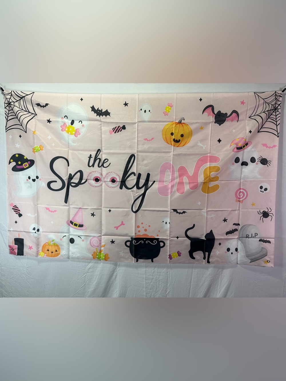 The Spooky One Birthday Backdrop Banner Halloween 1st Birthday 70.8 x 43.3 inch